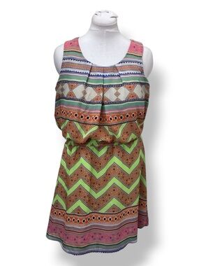 Accidentally In Love Junior’s Sleeveless Mini Dress, Multi, size XL